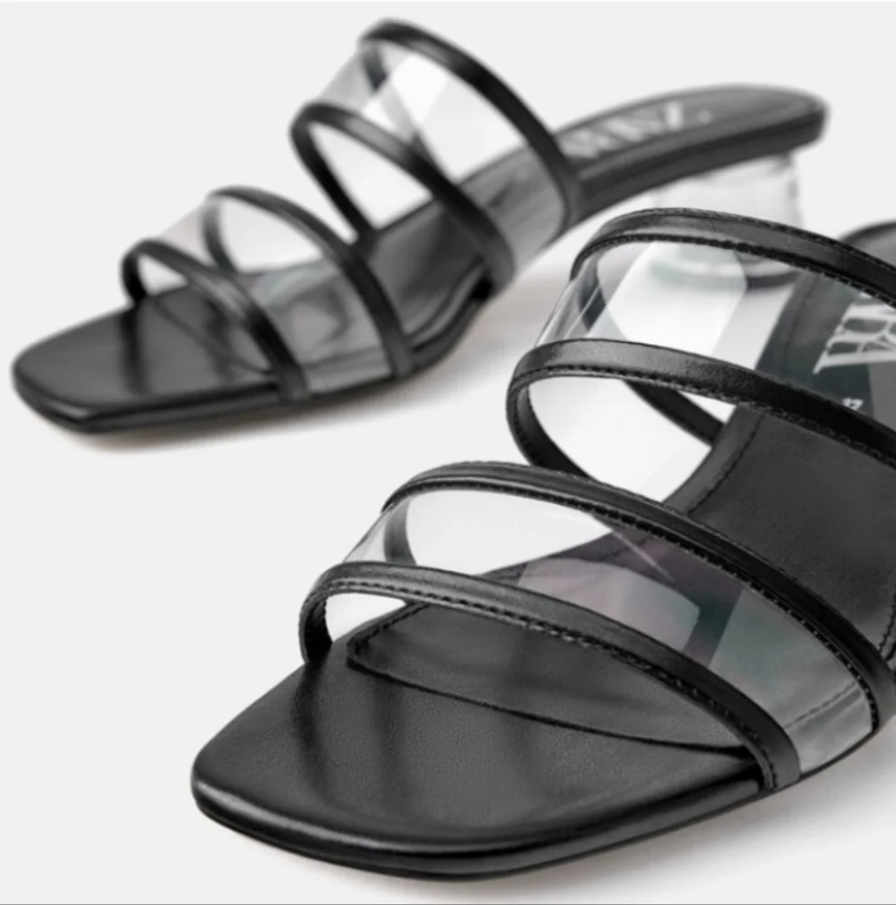 NWOT Zara black and clear methacrylate heeled sandals_40 - Picture 5 of 6